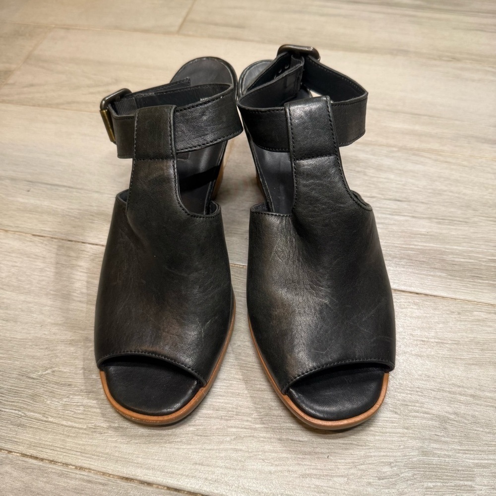 Paul Green Madonna Black Leather Ankle Strap Sandals, Women’s Size 8.5